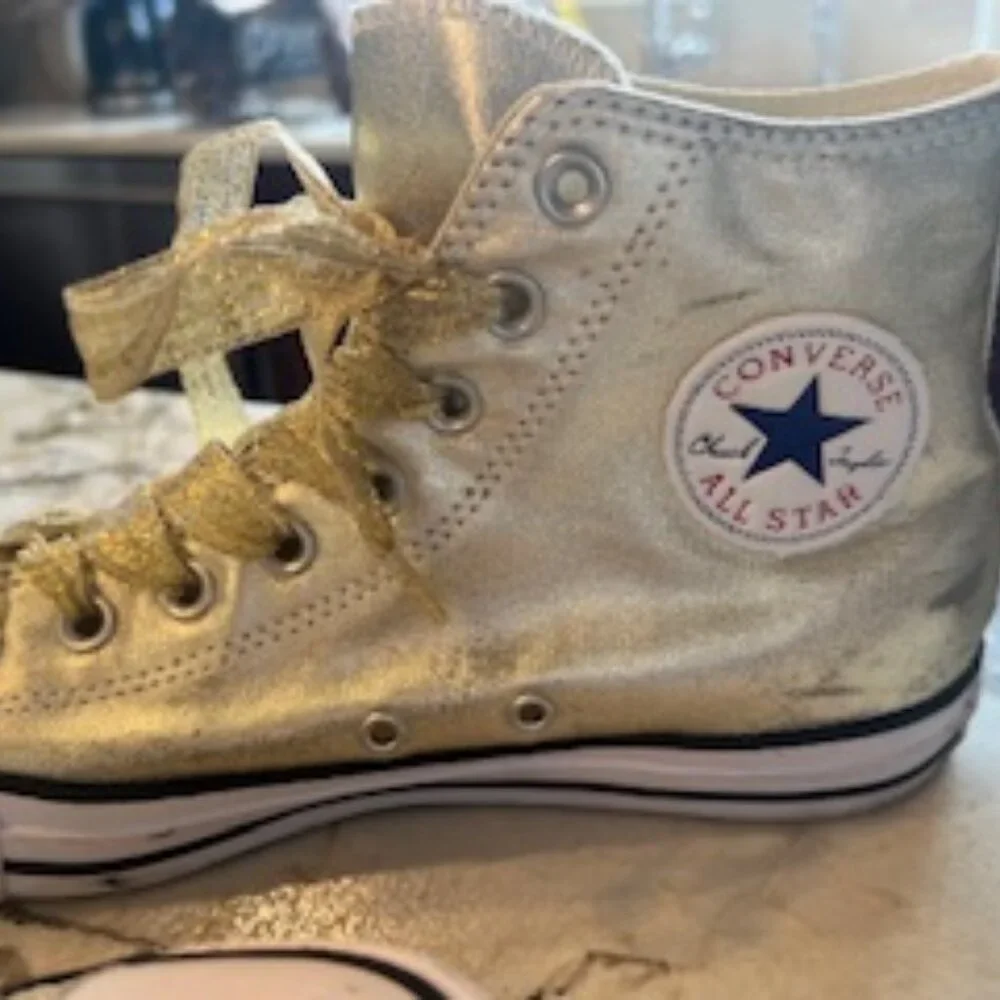 Converse Chuck Taylor Gold Metallic High Tops – Women’s Size 10 | Shiny & Bold - Picture 4 of 9
